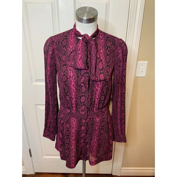 Michael Kors Deep Fuchsia Purple & Black Snakeskin Romper, Size 2, NWT! $195 - Picture 1 of 5